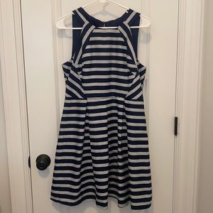 NWT She+Sky Navy White Fit Flare Dress Size L